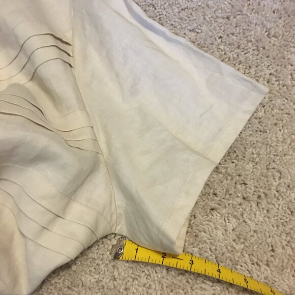 Jennifer Woman Jennifer Glasgow Cream Ramie Pintuck Button Down Tee Shirt - Picture 16 of 16